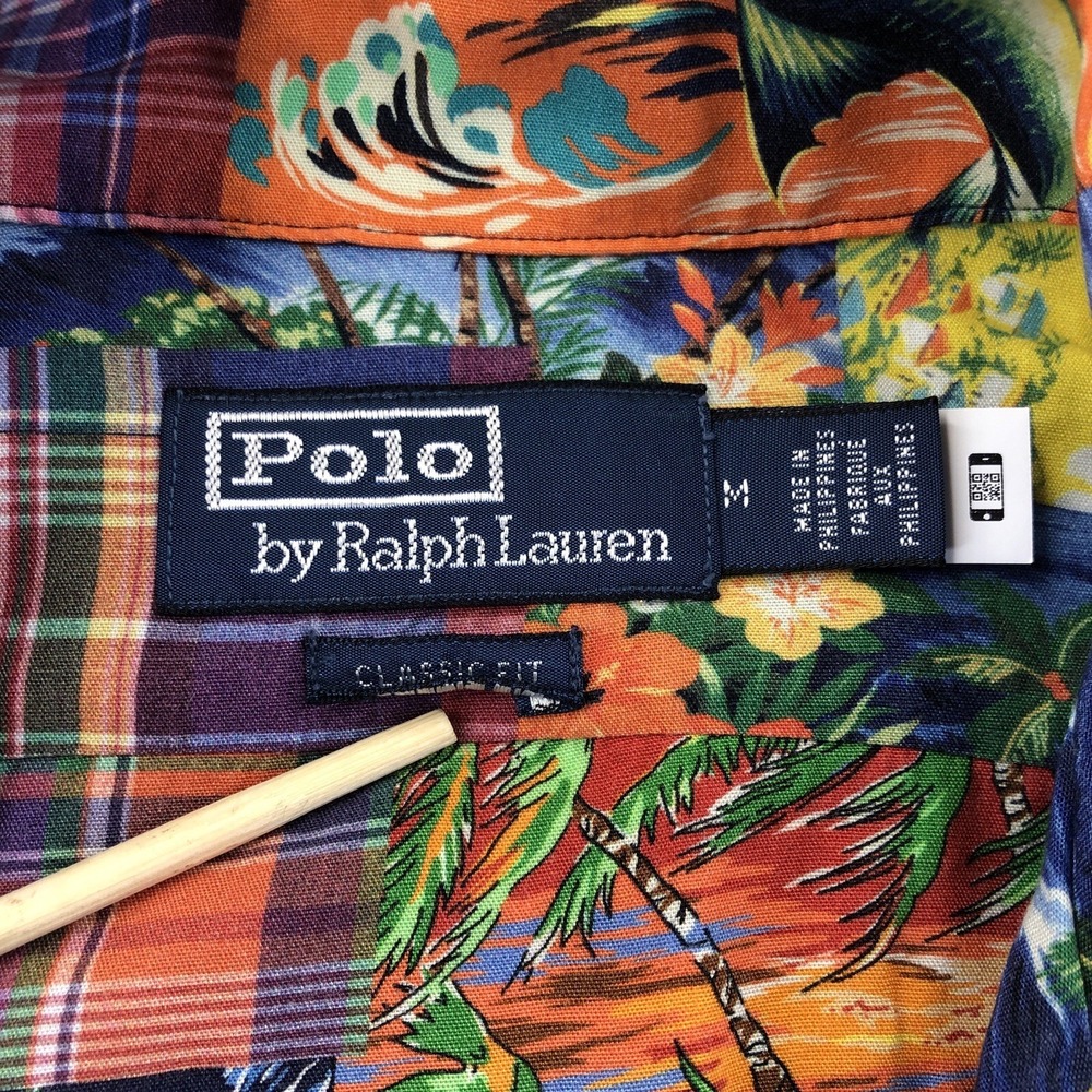 Polo Ralph Lauren Shirt MensMedium Camp Patchwork Classic Fit Loop Collar Resort - Picture 6 of 16